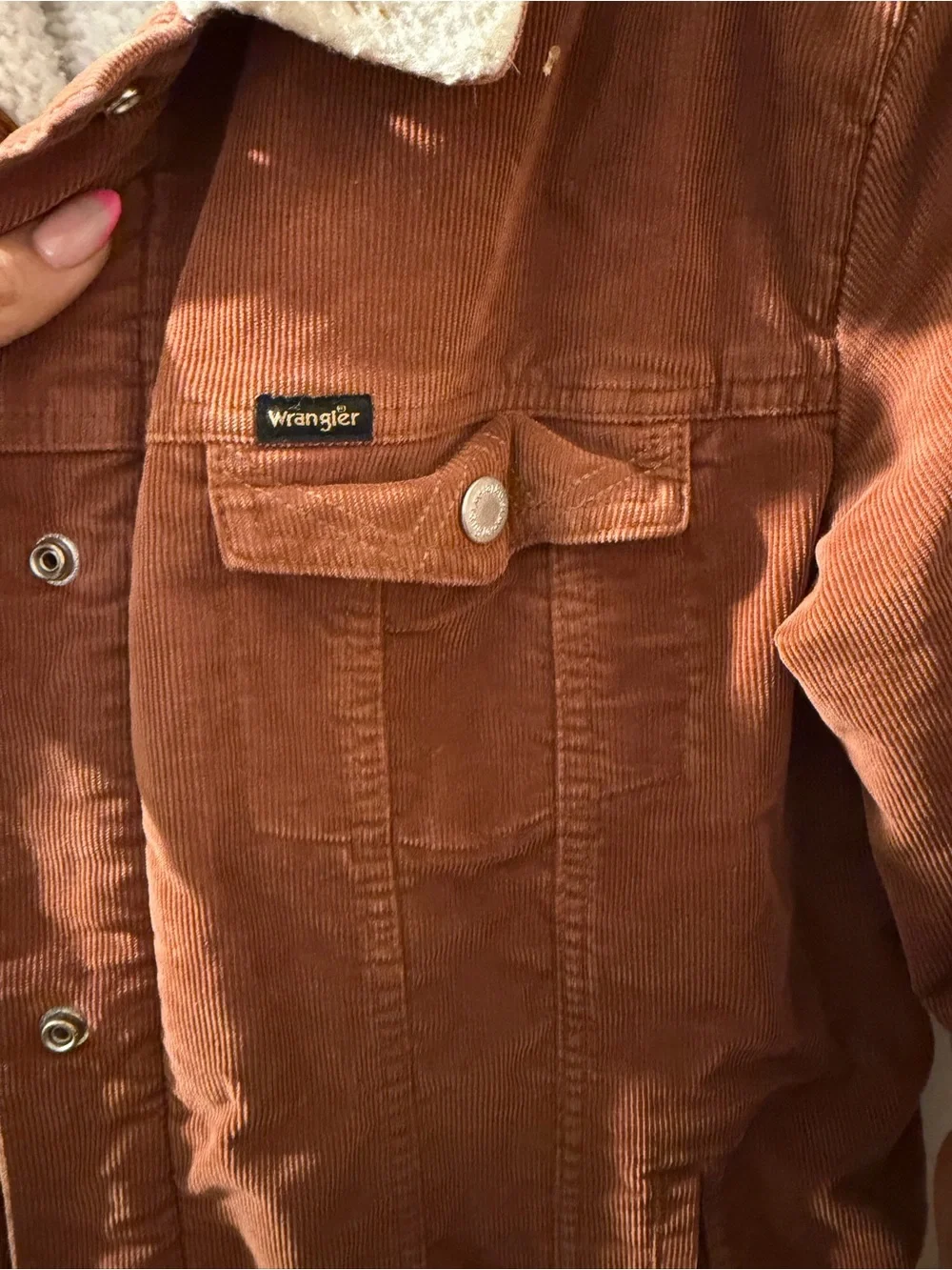 Wrangler Rust Corduroy Sherpa-Lined Bomber Jacket - Picture 3 of 5